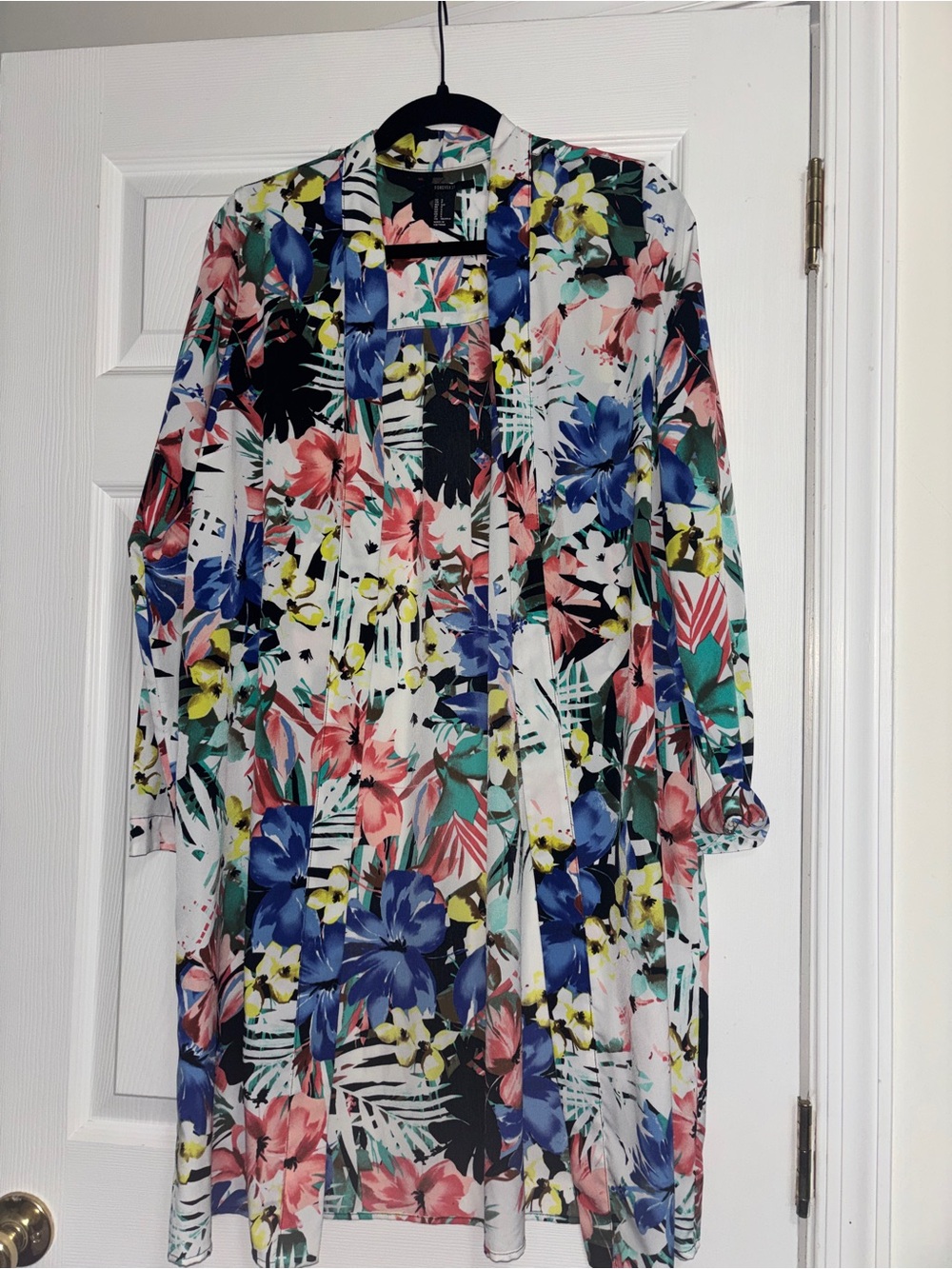 Forever 21 Multicolor Floral Open-Front Cardigan